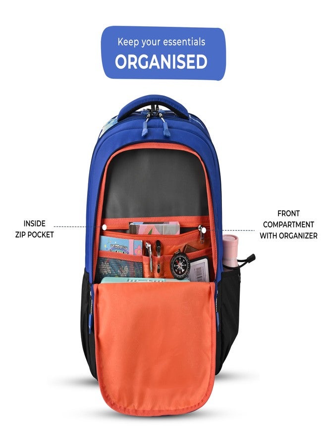 Gear Astro Cab 4 Compartment Backpack 17"/30L Medium Water Resistant School Bag/Casual Backpack/Daypack/Kids Bag for Boys/Girls (Blue-Black) - Image 5